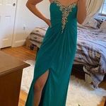 Teal Blue Strapless Prom Dress with Beading Size 2 Photo 0