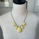 Versona NWT  White Yellow Stripe Cabochon Silver Tone Adj Necklace Photo 0