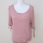 Active USA  / L / Red Strip Tie Sleeve Knot Front T Photo 0