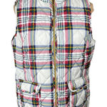 St John's Bay Puffer Vest Multi Color Plaid Size L Large Full Zip Women's Green Photo 0