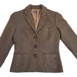 J. McLaughlin  Wool Herringbone Tweed Blazer Jacket Silk Lined Gray Size 4 Photo 0