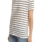 IRO  Women’s Mina Linen Striped Distressed Tee Shirt Black White Photo 1