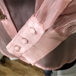 Boston Proper  Sheer Metallic Pink Shirt XS Photo 4