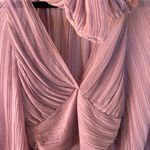 ZARA Rose Pink Formal Ruched Romantic Top Career Necktie Button Cuff Small NWOT Photo 6