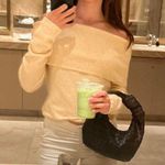 Anthropologie NEW Black Harper-Vanessa Woven Leather Handbag Hobo Knot Handle Shoulder Bag Purse Photo 5