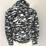 Sanctuary Abstract Moto Jacket Textured Tiger Teddy Fleece Black and White Small Photo 5