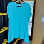 LuLaRoe NWOT  Melissa Aqua Blue Shark-bite Hem Tunic Top Size XL Photo 1