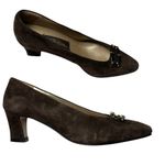 Sesto Meucci Brown Suede  Buckle Pumps Women's Heels Size‎ 7M Italy Vintage Photo 2