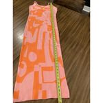 Knit Sleeveless Abstract Jacquard Orange Long Maxi midi fitted fall Dress S Pink Photo 6