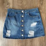 Forever 21 Distressed Denim mini jean skirt Photo 9