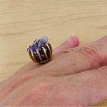 Amethyst Vintage genuine  with rhinestone gold plated adjustable Ring Photo 1