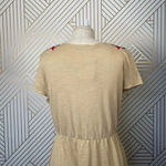 ZARA  Knit Floral Embroidered Short Sleeve T-shirt Mini Dress in Tan‎ Size Medium Photo 9