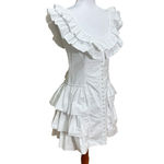 Betsey Johnson Y2K White Cotton Poplin Ruffled Mini Dress Corset 6 Milkmaid VTG Photo 1