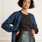 Stella & Dot  The Downtown Navy Lace Bomber Jacket Size Large Photo 0