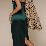 Reformation 🆕 Sathia Satin Maxi Dress Forest Green Sz 6 Photo 0