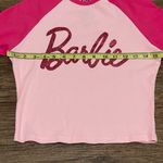 NWT Glitter Barbie Long Sleeve Cropped Shirt Pink Size Large Photo 5
