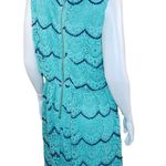 Luxology Womens 14 Blue Teal Crochet Lace Sleeveless Midi Dress Elastic Waist Photo 1