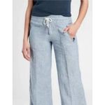 Athleta Cabo Linen Wide Leg Pull On Relaxed Drawstring Pants Blue Plus Size 26 Photo 8