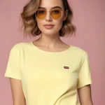 Levi's Women's Size Large Perfect Tee Lemon Yellow Short Sleeve Crewneck Shirt Photo 0