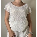 Escapades White Lace Vintage Sheer Stretchy Short Sleeve Top Small Coquette Photo 0
