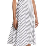 Jason Wu Black and White Striped Midi Dress Size 4 Preppy Yacht Wife Summer Photo 0