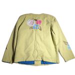 Vtg Y2K Allure Lime Green Swiss Dot Floral Applique Collarless Blazer Jacket M Size M Photo 1