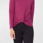 Terez Black Raspberry Bliss Long-Sleeve Twist-Front Tee Womens Size L Photo 0