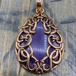 Amethyst BARSE Teardrop Cabochon Pendant w Copper Matrix Overlay NWT Photo 6