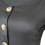 Love j  Black Puff Sleeve Crop Blouse | Vampiric Style with Marble Buttons Photo 1