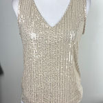 Women's M Gold Sequins V Neck Sleeveless Tank Top Glam Party Evening Size M Photo 0