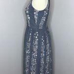 BHLDN  Sleeveless Polyester Blue Floral Embroidered Bridesmaid BMaxi Dress Size 4 Photo 1
