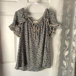 Max Studio Floral Ruffle short Sleeve Top blouse front tie women size M Photo 1