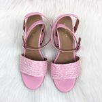 Bamboo New  Maddy Braided Raffia Open Toe Buckle Strap Block Heel Sandals Shoes Pink Photo 3
