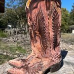Old Gringo  Eagle Distressed Pink Leather Western Boots Leopardito Cowgirl 6.5 Photo 1