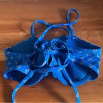 Aerie  Peacock Capri Blue Bikini Swim Underwire Push Up Top 36D Padded Corset Tie Photo 2