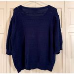 Draper James  navy pointelle gold button short sleeve sweater XXL Photo 5