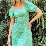 & Other Stories & other stories green floral puff sleeves mini dress Photo 0