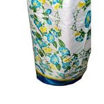 Vintage Woman Scarf Godiva Blue White Green Yellow Silk Morning Glory Classic Photo 5
