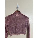 For Love & Lemons Nadia Sheer Turtleneck Crop Top Womans Small Pink Photo 7