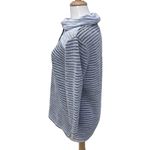Chico's Chico’s Weekend Top Sz 1 Cowl Neck 3/4 Sleeve Sweater Gray Striped Comfort Photo 3