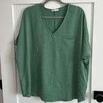 Summer10 Women's S Boxy Oversized Pocket Tee Sage Green Dolman Sleeve V Photo 0