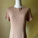Vintage 60s Pink Sage Green Metallic Paisley Mini Mod Dress XS Small Shift Dress Photo 1
