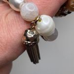 Chico's 3 Bundle Women’s Beaded Stretch Bracelets Gold-Tone Wood Tassel Faux Pearls EUC Photo 10