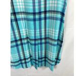 Falls Creek  Plaid Split Back Short Sleeve Top Blue Size Small Photo 6