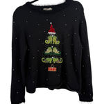 Longaberger  Vintage Black Christmas Sweater Embroidered Tree Heels Womens Large Photo 0