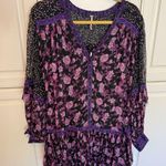 Free People  Women’s Rosebud Dress Tunic Top Size XS Oversized Sheer Purple Flowy Photo 2