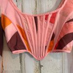 Pretty Little Thing * Colorful Long Sleeve Top Corset Women's Size 4 Sheer Chic Photo 10