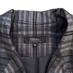 Tribal Blazer Jacket Black Gray Metallic Textured Button Front Pockets Size 10 Photo 1