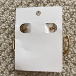 Large Touchdown Gold Tone Hoop Earrings Football Game Day 1.5” Diameter NWT Black Photo 4