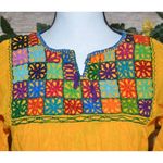 None Handmade Yellow Rococo Embroidered Floral Mexican Blouse Tunic Top Size S Photo 2